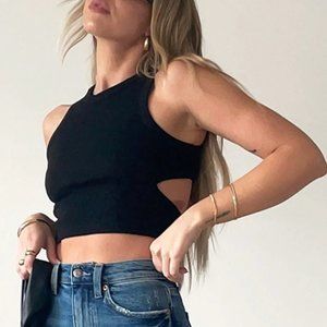 COPY - Solid Back Cutout Crop Tank Top